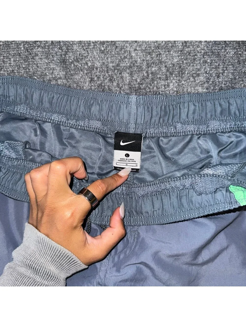 Nike Cyan Accent Lined Swim Trunks Mens LG Vtg y2k 90s Rare